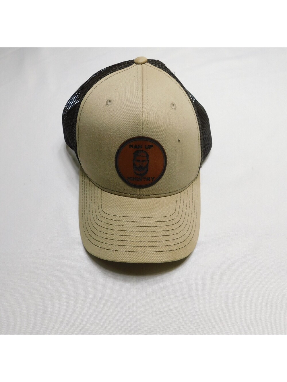 Richardson 112 Hat Man Up Ministry Leather Patch Trucker Cap Mens Snapback Tan